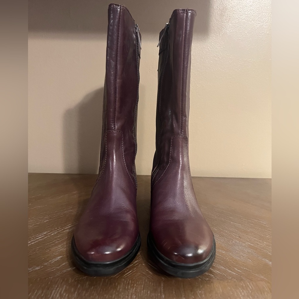 Hunter Darby Mid Calf Very Berry Leather Boots Italy Sz 5